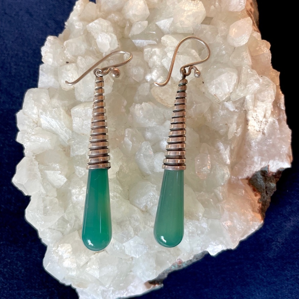 Sterling silver & green lucite earrings